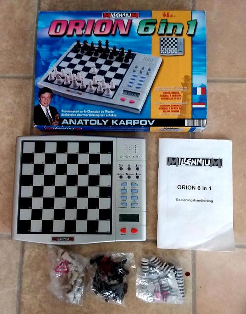 Millennium Orion 6 in 1 schaakcomputer/damcomputer en meer, Hobby en Vrije tijd, Gezelschapsspellen | Bordspellen, Gebruikt, Een of twee spelers