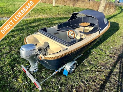 Schitterende Oud Huijzer 480 met 15 pk Honda teaklook tafel!, Watersport en Boten, Sloepen, Gebruikt, 10 tot 30 pk, 3 tot 6 meter