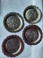 Set van vier mooi bewerkte koperen onderzetters, Antiek en Kunst, Antiek | Koper en Brons, Ophalen of Verzenden, Koper