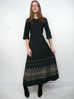 *Abfab Vintage Lange Jurk met Goud Borduursel 34/36*, Zwart, Ophalen of Verzenden, Zo goed als nieuw, Maat 36 (S)