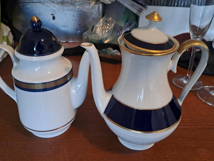 Bareuther Koffiekannen Set - Blauw/Goud, Antiek en Kunst, Antiek | Porselein, Ophalen