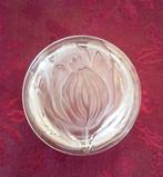 Glazen dekseldoosje/ snuisterijdoosje met afbeelding tulp, Ophalen of Verzenden