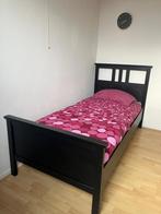 Zwart houten bed, Ophalen, 90 cm, Eenpersoons, Zwart