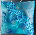 Te koop prachtige schaal in watertinten, Ophalen, Schaal, Vierkant, Nieuw