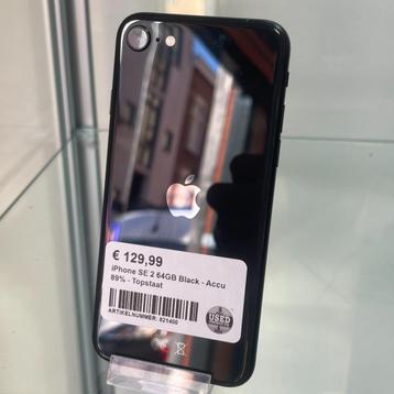 iPhone SE 2 64GB Black - Accu 89% - Topstaat beschikbaar voor biedingen