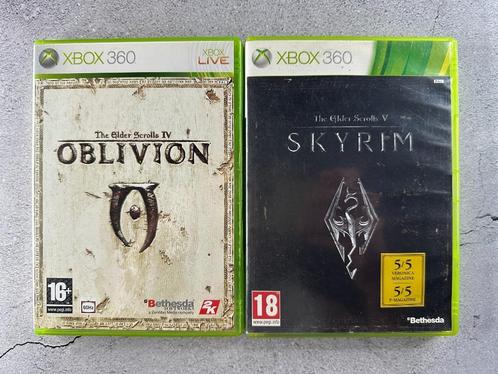 The Elder Scrolls Oblivion en Skyrim Xbox 360, Spelcomputers en Games, Games | Xbox 360, Zo goed als nieuw, Role Playing Game (Rpg)