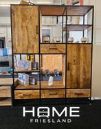 Wandkast- massief mango hout & staal, Huis en Inrichting, Kasten | Wandmeubels, Zo goed als nieuw, Kelvinstraat 6 8912BA, 25 tot 50 cm