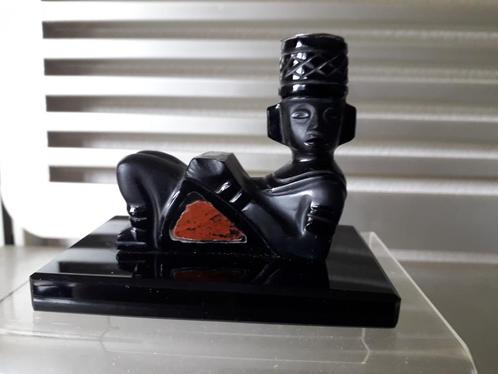 BIJZONDER en UNIEK ART DECO BEELD met ZWART GLAS en ZILVER, Antiek en Kunst, Antiek | Overige Antiek, Ophalen of Verzenden