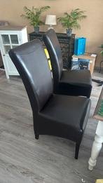 6x bruin lederen eetstoelen, Huis en Inrichting, Stoelen, Ophalen, Zo goed als nieuw, Bruin, Vijf, Zes of meer stoelen