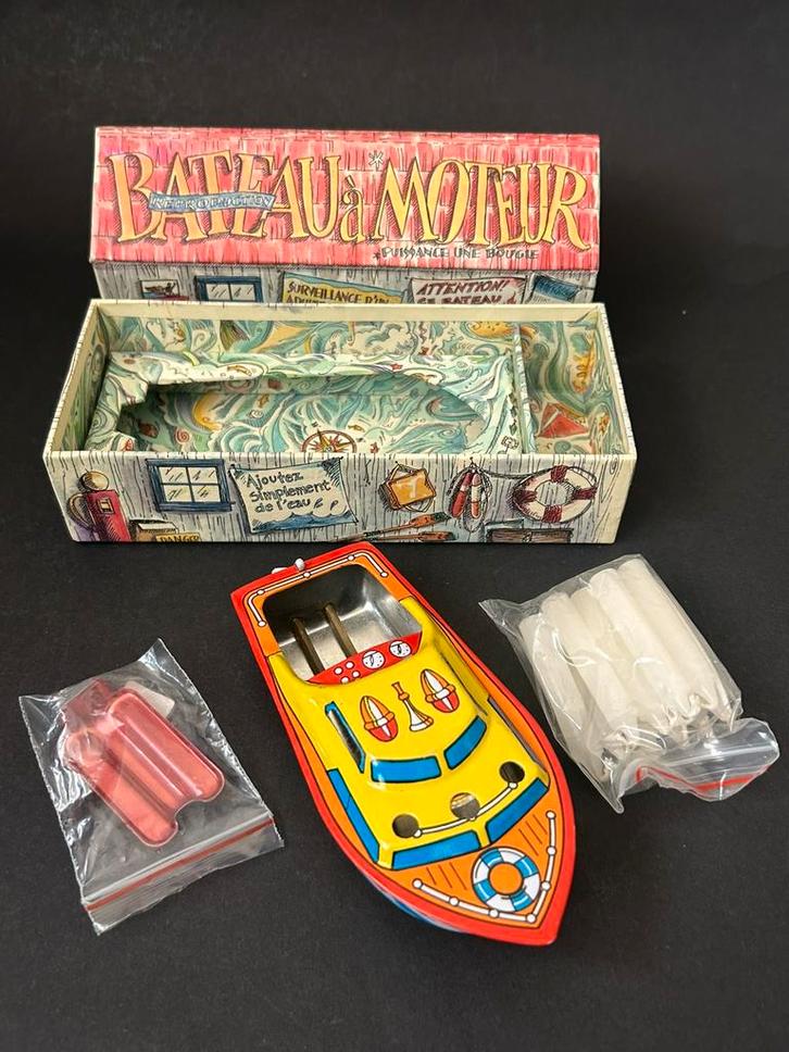 Blikken ‘Candle Power Boat’, Antiek en Kunst, Antiek | Speelgoed, Ophalen of Verzenden