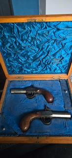 Antiek duel pistolen set in originele kist, voor 1870, Ophalen