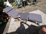 Deckchair met kussen, Tuin en Terras, Ligbedden, Ophalen, Gebruikt, Hout, Inklapbaar