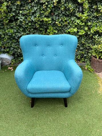 Mooie blauwe / groene turquoise fauteuil stoel 