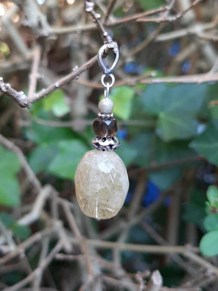 Hanger Citrus Nugget citrien-toermalijn-rookkwarts zilver, Sieraden, Tassen en Uiterlijk, Kettinghangers, Nieuw, Zilver, Geel