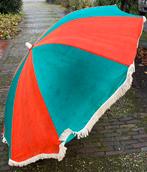 Groen rood stoffen parasol, Tuin en Terras, Ophalen, Zo goed als nieuw
