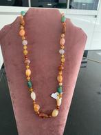 Meerkleurige natuurstenen ketting vintage uit 1980, Ophalen of Verzenden