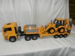 Bruder MAN truck met oplegger en JCB 4CX baggerkraan, Ophalen, Zo goed als nieuw