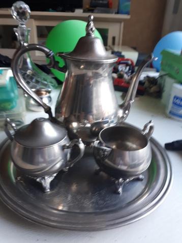 vintage koffieservies merk oneida du maurier verzilverd  beschikbaar voor biedingen
