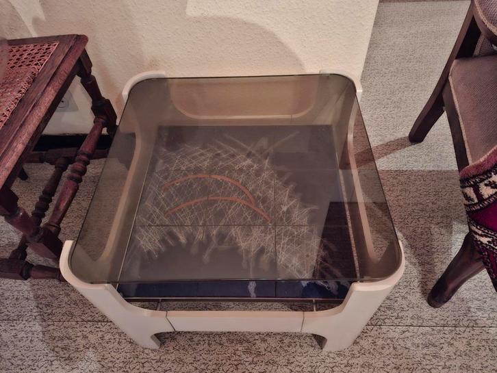 Vintage Salontafel met Tegels, Huis en Inrichting, Tafels | Bijzettafels, Gebruikt, Vierkant, Minder dan 45 cm, Minder dan 55 cm