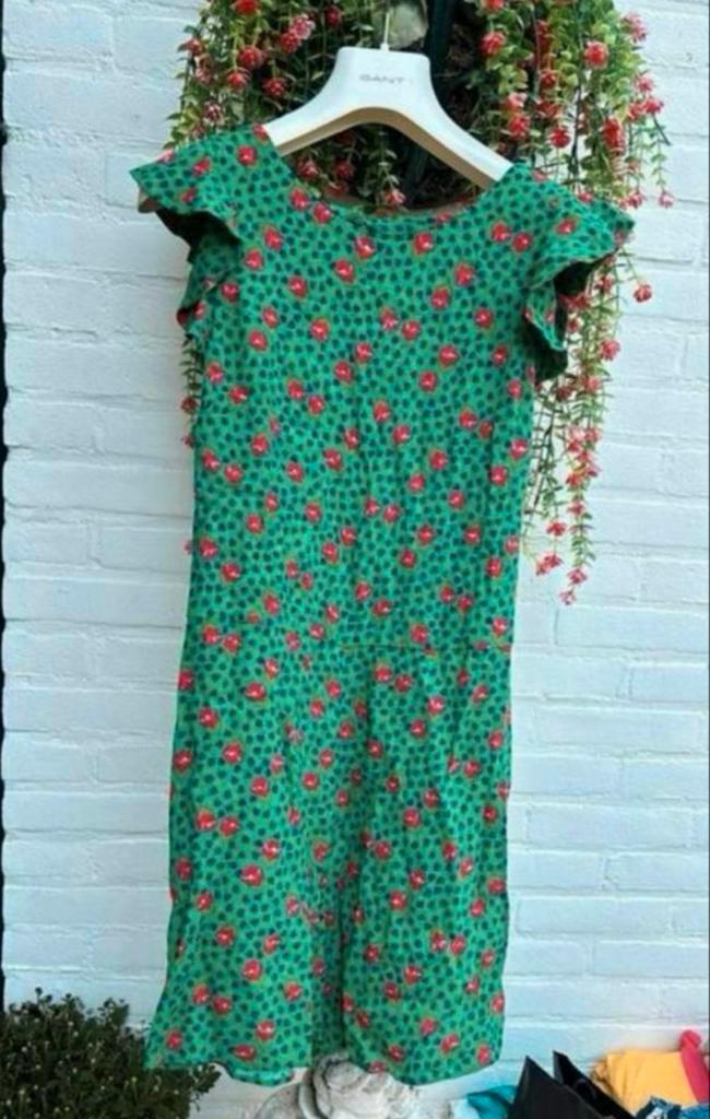 Groene Trafaluc Jumpsuit met Bloemen en Open Rug - S, Kleding | Dames, Jumpsuits, Gedragen, Maat 36 (S), Groen, Ophalen of Verzenden