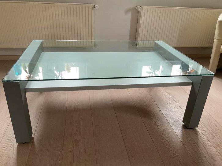 Glazen salontafel, Huis en Inrichting, Tafels | Salontafels, Zo goed als nieuw, Minder dan 50 cm, 50 tot 100 cm, 100 tot 150 cm