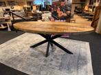 Eettafel ovaal 210 €299,- Mangohout Direct leverbaar E-7320, Overige houtsoorten, 100 tot 150 cm, Ophalen of Verzenden, Ovaal