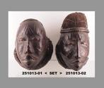 Set unieke Makonde helmmaskers met leder huid(251013-01/02), Ophalen of Verzenden