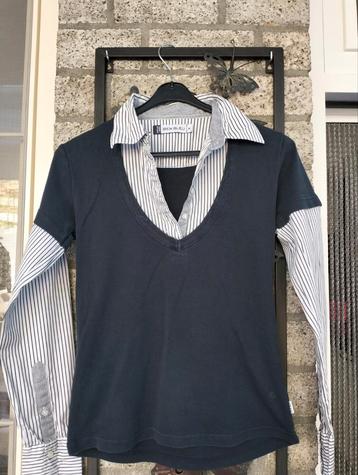 Bien Bleu Trui met Blouse - Maat M donkerblauw met wit beschikbaar voor biedingen