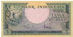 Indonesië, 5 Rupiah, 1957, UNC, Postzegels en Munten, Bankbiljetten | Azië, Los biljet, Zuidoost-Azië, Verzenden