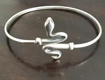 Zilveren armband met slangenkop en - staart beschikbaar voor biedingen