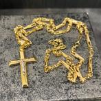 Gouden ketting met kruis heren 14 karaat goud, Sieraden, Tassen en Uiterlijk, Kettingen, Ophalen of Verzenden, Zo goed als nieuw