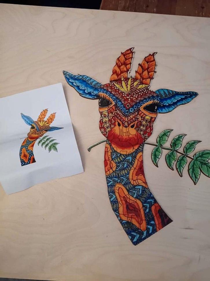 Houten puzzel A3 formaat Draak, Hobby en Vrije tijd, Denksport en Puzzels, Zo goed als nieuw, Legpuzzel, Minder dan 500 stukjes