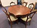 Biedermeier antieke eettafel met 6 stoelen, Huis en Inrichting, Ophalen of Verzenden, Zo goed als nieuw, Biedemeier stijl, 4 tot 6 stoelen