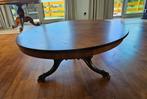 Antieke ronde salontafel – donker hout, Ophalen, Gebruikt, 50 tot 100 cm, Rond