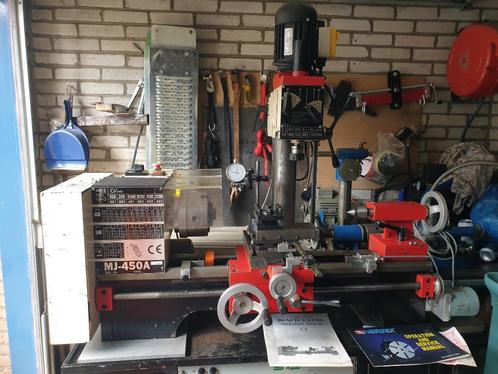 METAALDRAAIBANK met FREESKOLOM + accessoires, Doe-het-zelf en Verbouw, Draaibanken, Zo goed als nieuw, Metaaldraaibank, Minder dan 500 mm