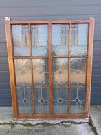 Frame met 12 glas in lood raampjes, Ophalen, Gevelraam of Ruit, Gebruikt, Glas in lood