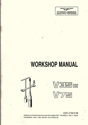 Moto Guzzi V35 III V75 workshop manual additions (7975z) beschikbaar voor biedingen