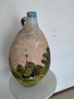 Oude beschilderde vaas met oor, h. 50 cm., Antiek en Kunst, Antiek | Keramiek en Aardewerk, Ophalen