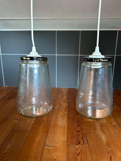 Hanglamp van Kesbeke augurkenpotten, Huis en Inrichting, Lampen | Hanglampen, Gebruikt, 50 tot 75 cm, Glas, Ophalen