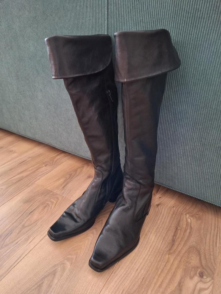 Leren zwarte knielaarzen, Kleding | Dames, Schoenen, Nieuw, Hoge laarzen, Zwart, Ophalen of Verzenden