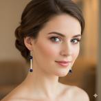 Oorbellen met blauwe agaat., Overige materialen, Hangers, Blauw, Nieuw