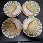 Vintage barbotine aardewerk asperge borden, Huis en Inrichting, Keuken | Servies, Ophalen of Verzenden, Zo goed als nieuw, Bord(en)