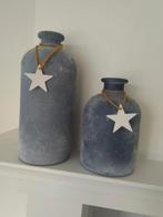 2 decoratieve blauwe flessen/vazen, Ophalen of Verzenden