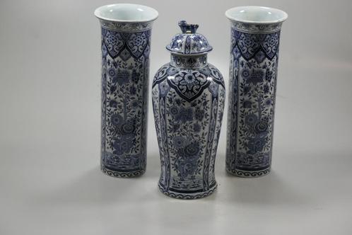 Mooi antiek Delft kaststel / 3 vazen set. Rond 1900, Antiek en Kunst, Antiek | Vazen, Ophalen of Verzenden