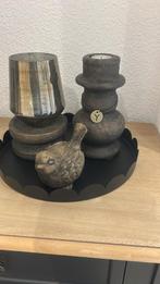 Brynxz kandelaar/windlicht en vogeltje ( majestic brown), Ophalen, Overige materialen, Zo goed als nieuw, Grijs