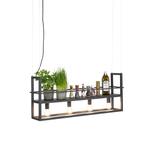 Mooie hanglamp met plantenrek, zwart metaal, Huis en Inrichting, Lampen | Hanglampen, Ophalen, Zo goed als nieuw, Metaal, 50 tot 75 cm