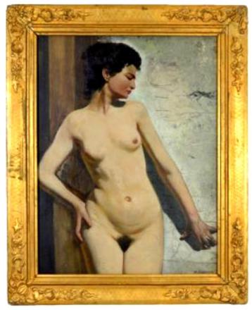 ==staand vrouwelijk naakt==c a 1920==gesigneerd== beschikbaar voor biedingen