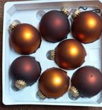 Doos met 7 glazen bruine kerstballen, Diversen, Kerst, Ophalen of Verzenden, Zo goed als nieuw