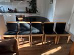 Set of 5 Leather Chairs — Chi Wing Lo, Giorgetti, Huis en Inrichting, Stoelen, Ophalen, Mid century, Zwart, Hout