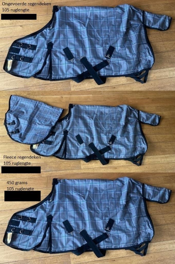 Set van 3 waterdichte dekens grijs Maat 105 ruglengte, Dieren en Toebehoren, Paarden en Pony's | Dekens en Dekjes, Nieuw, Deken